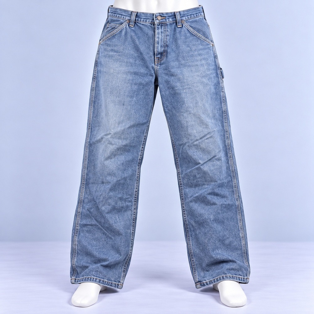 Wrangler Carpenter Jeans Mens 37x31 Blue Denim Utility Work Pants 3354